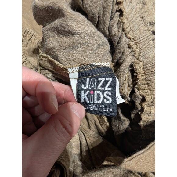 Jazz Kids Girls Vintage Overalls Skirt Sz M Brown Crinkle academia military - Picture 6 of 8